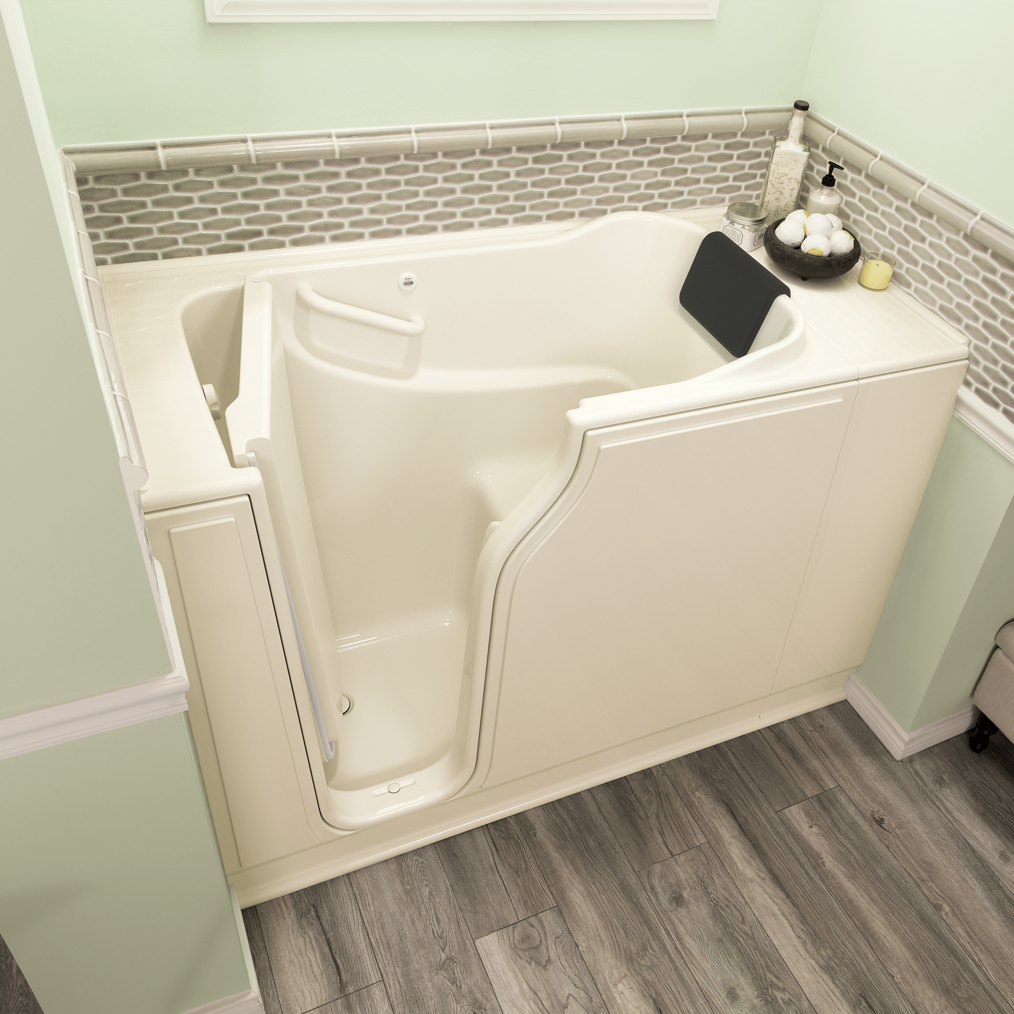 Gelcoat Premium Series 30 x 52  Inch Walk in Tub With Soaker System   Left Hand Drain WIB LINEN